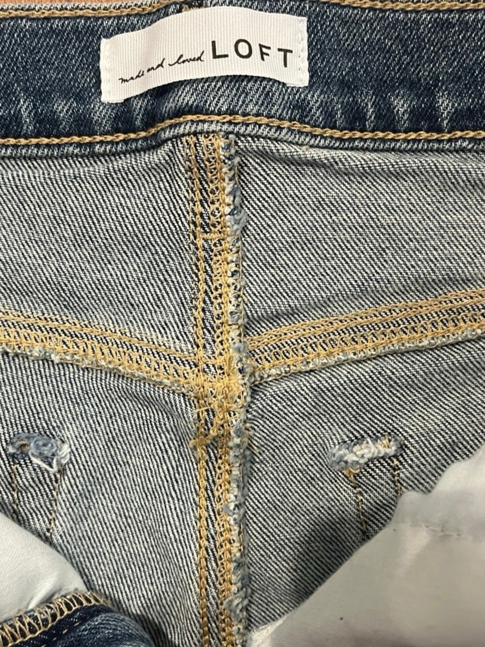 LOFT Frayed High Rise Wide Leg Jeans - Picture 8 of 10